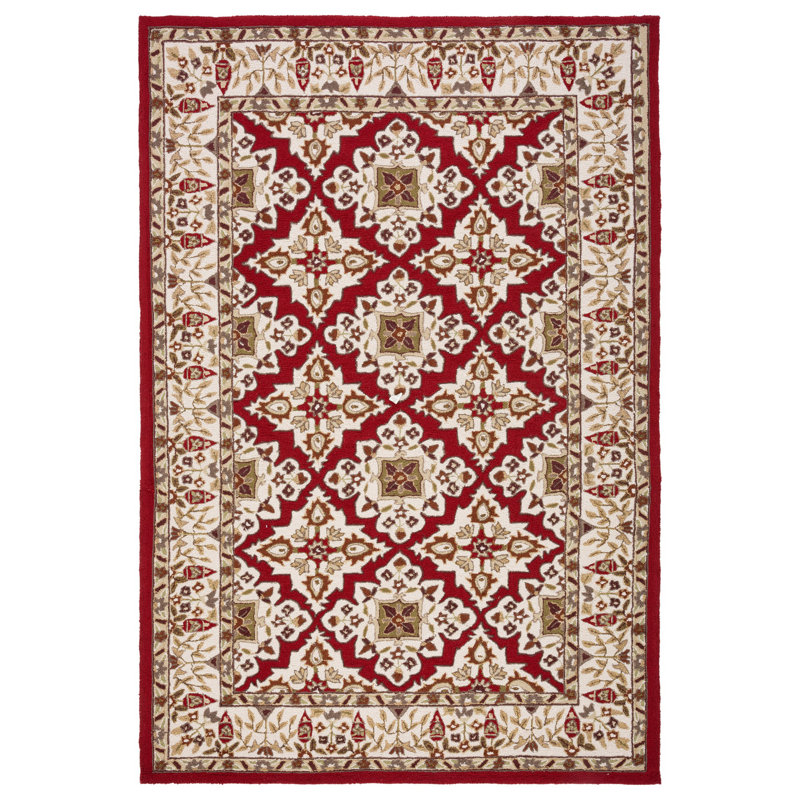 Broadcommon Hand Hooked Performance Oriental Rug, Rectangle 6' x 9'
