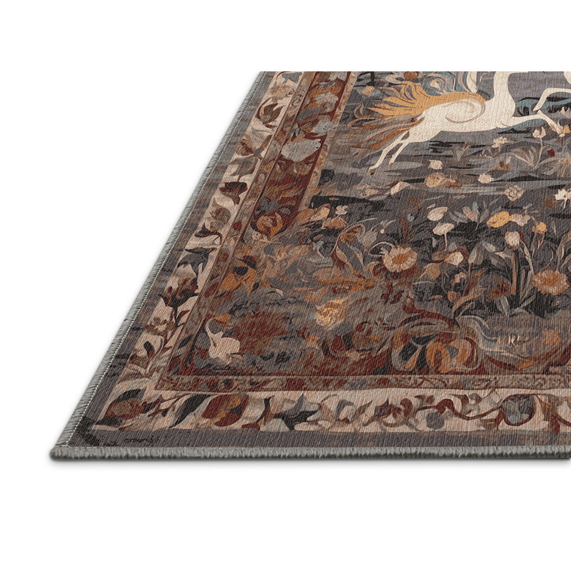 Tapis gris lavable à la machine, Carré 7 pi