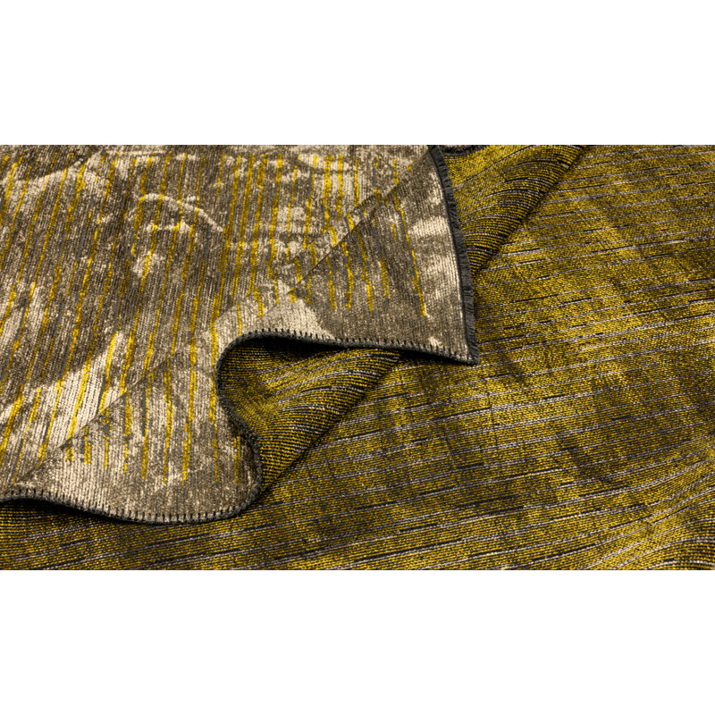 Tapis jaune en coton Flatweave, Rectangle 7 pi 10 po x 9 pi 10 po