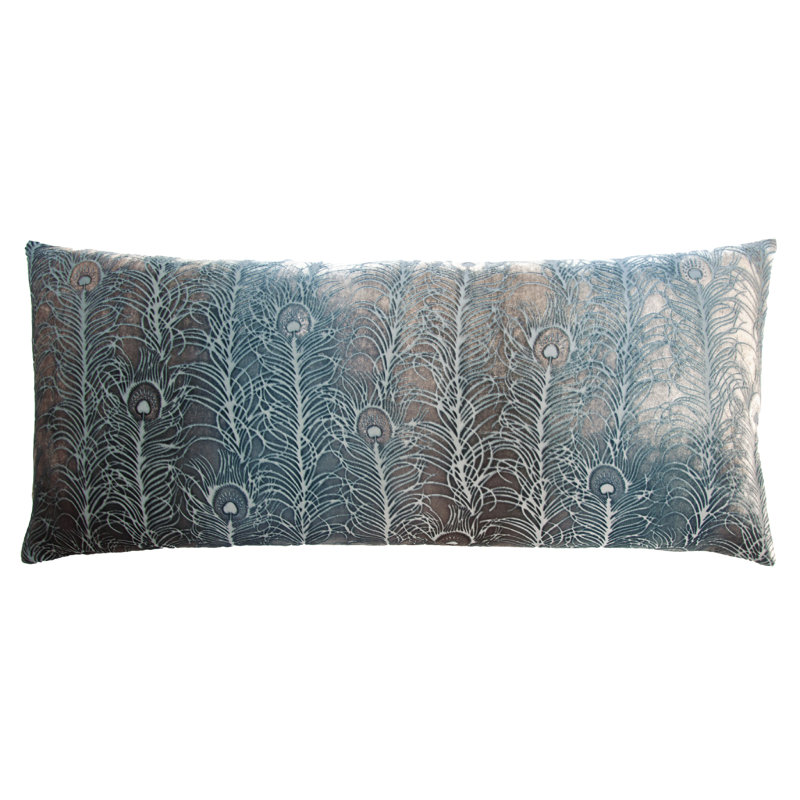 Peacock Feather Square Velvet Pillow Cover & Insert, Square 22", Multi color