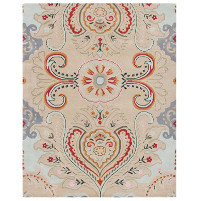 Tapis ivoire / gris en laine touffeté à la main Abruzzino