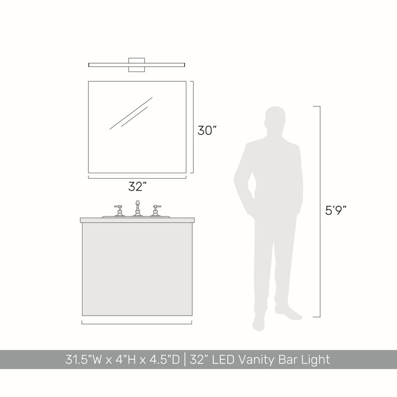 Caslin 32" LED Bath Bar, Driftwood