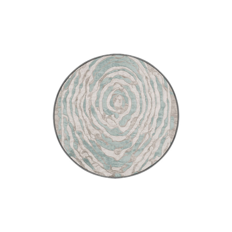 Machine Washable Gray Area Rug, Round 3'