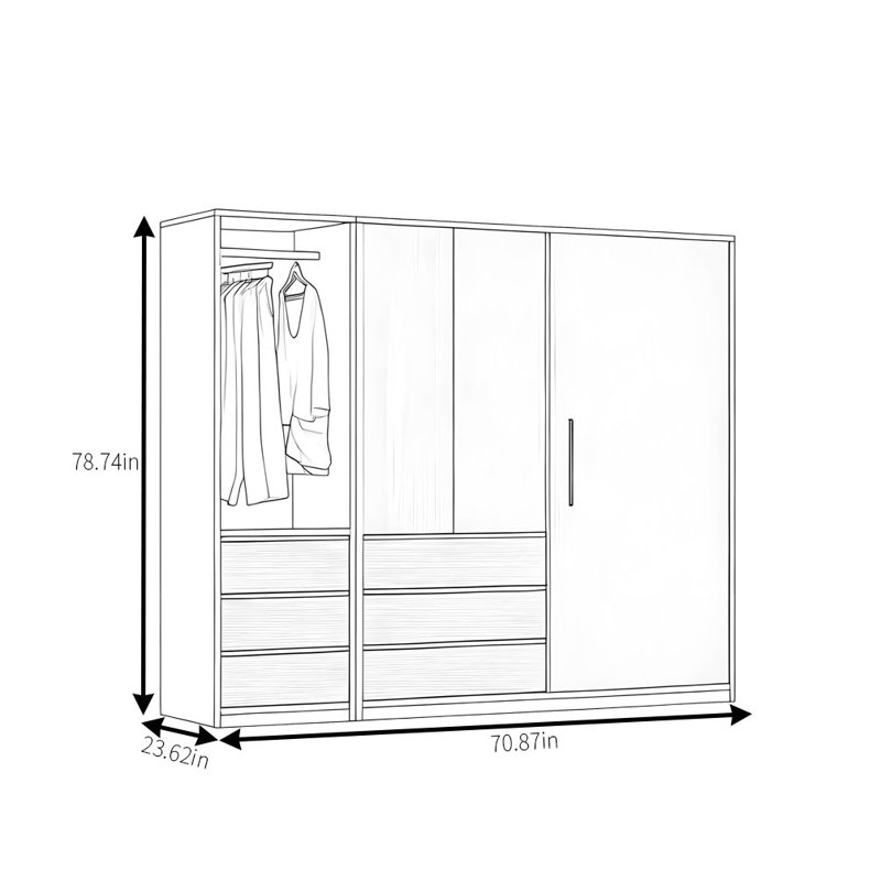 Garde-robe simple et classique, H 78,74 po x l 70,87 po x P 23,62 po