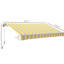 Auvent de jardin rétractable 12 pi x 10 pi. Manivelle manuelle. Et eau - tissu. Cadre en aluminium. Abat-jour de terrasse jaune et gris. Tissu, patio balcon.