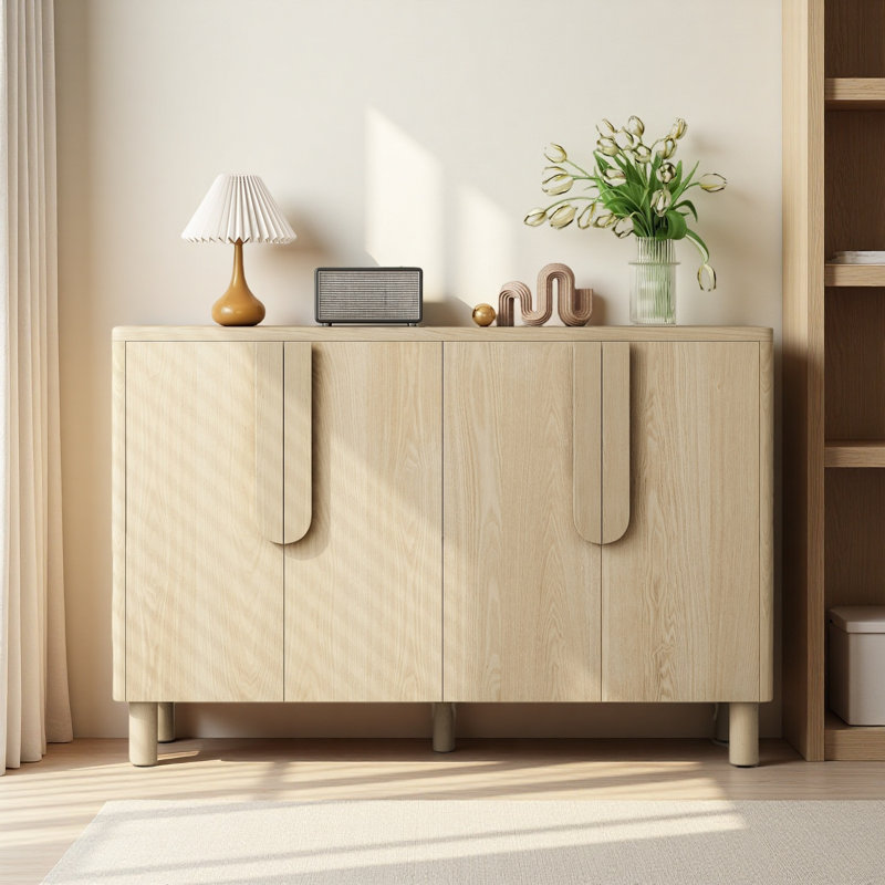 Buffet 4 portes avec rangement, Naturel