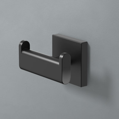 Gatco Elevate Double Robe Hook | Wall Mount Bathroom Robe Hook In Matte Black