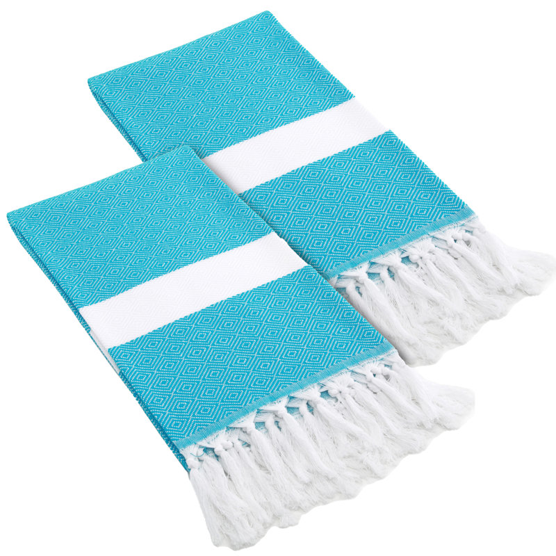 Ensemble de 2 serviettes en coton turc, Turquoise