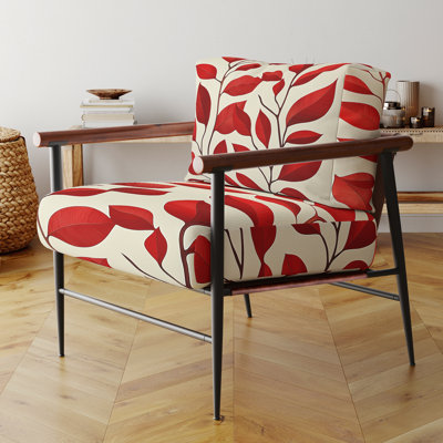 Chaise d'appoint Abstract Botanicals - Chaise avec accoudoirs à feuilles rouges et blanches
