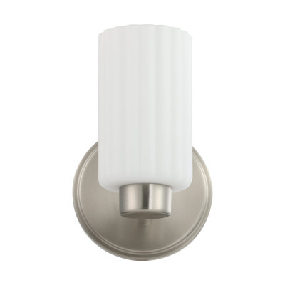 Dungannon 5-inch 1-light Brushed Nickel Vanity Light with Etched Opal Ribbed Glass Shade