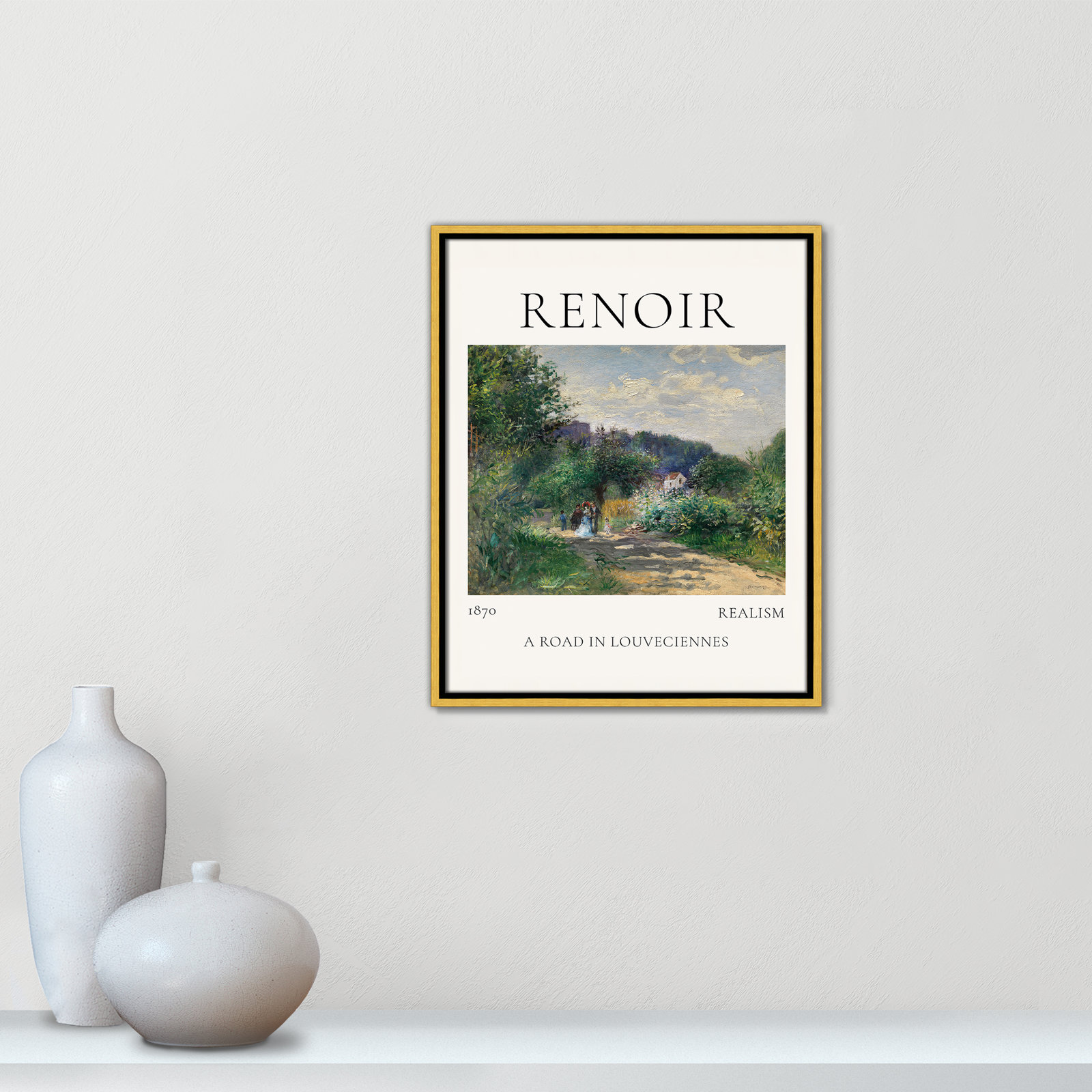 Rocchetto "A Road in Louveciennes" Print, Gold Floater Frame, No, 21.5" H x 17.5" W x 2" D