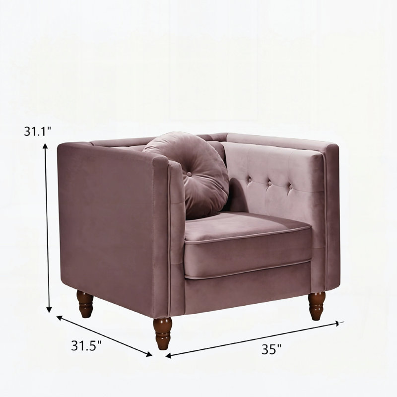 Canapé simple classique pour salon Chesterfield, Rose