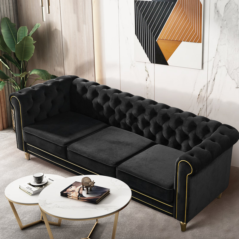 Canapé Chesterfield Crystie, Noir