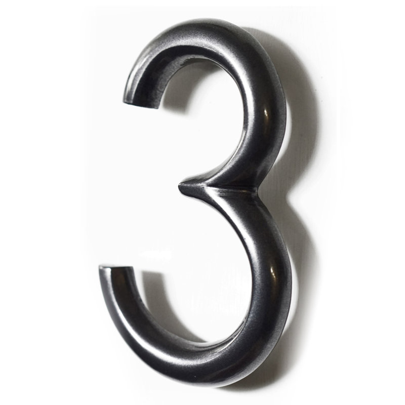 5'' H Metal House Number, Gun Metal, 3