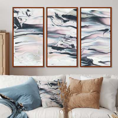 Gris Marble V - ensemble d'art moderne sur toile encadrée moderne et contemporain de 3
