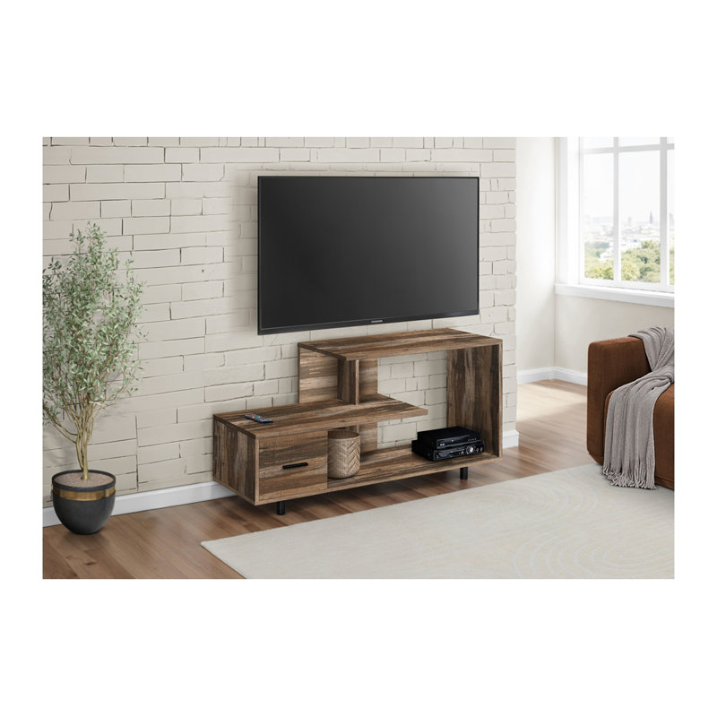 Meuble télé brun avec tiroir de rangement et style Art déco brun