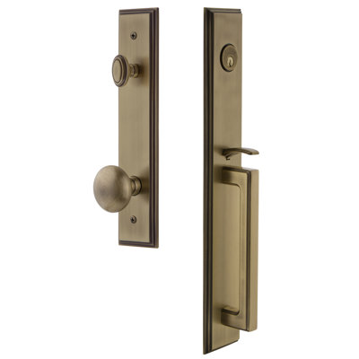 Carré One-Piece Handleset with Single Cylinder Deadbolt and D Grip with Fifth Avenue Knob