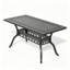Table de salle à manger rectangulaire d'extérieur en fonte d'aluminium avec cadre de table texturé noir thermolaqué à chevrons et patins en nylon antidérapants pour le jardin extérieur