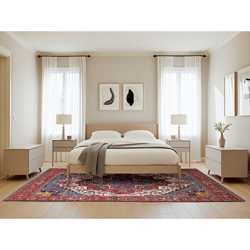 Tapis oriental bleu / rouge Foscot, Rectangle 5 pi x 8 pi