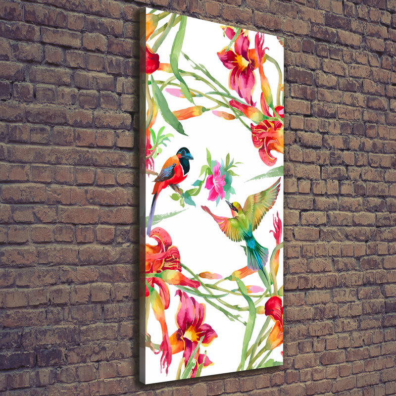Birds And Flowers - Wrapped Canvas Print