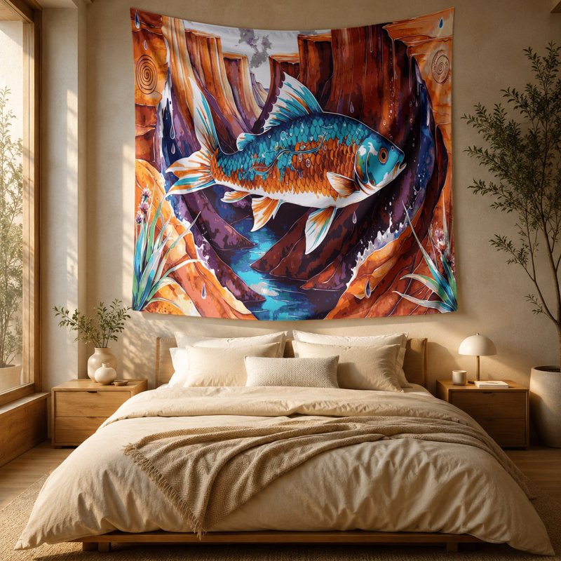 Tapisserie murale Southwestern Animals Fish 27, 88 po x 104 po