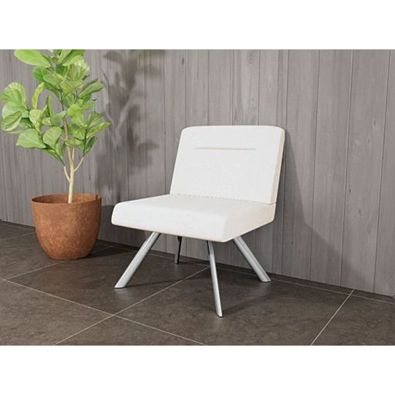Fauteuil bistro avec accoudoirs Willow, Plaqué chrome, Chambray calcaire