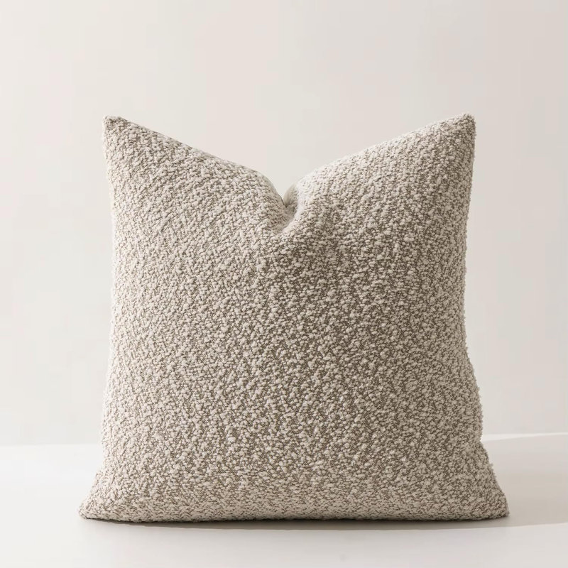 Soft Chenille Bouclé-style Throw Pillow Cover, Square 18", Brown