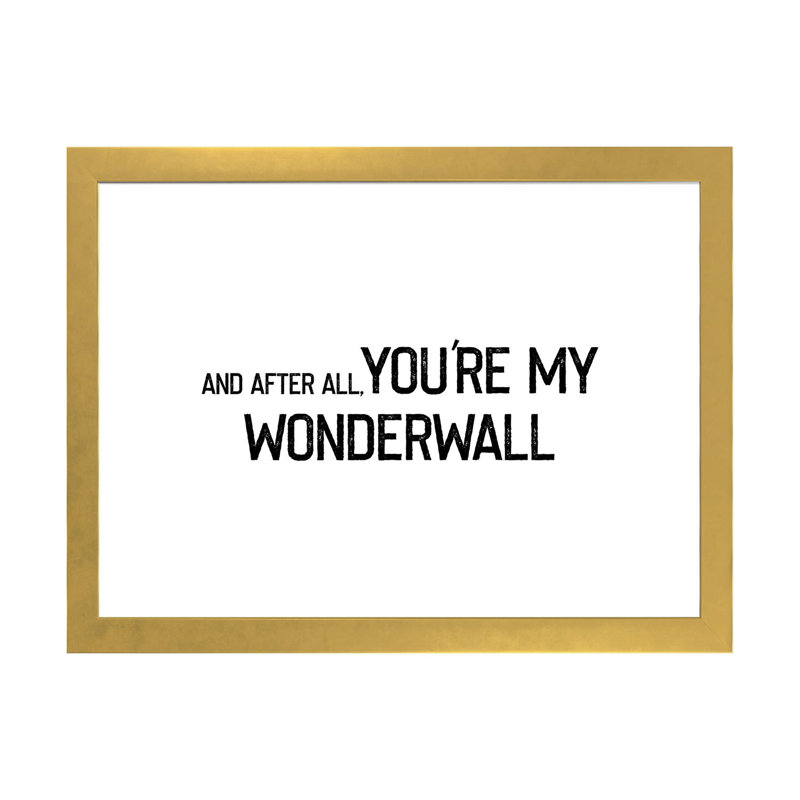 « Wonderwall », impression d’art textuel, Blanc, H 24 po x l 32 po x P 1 po, Papier encadré doré