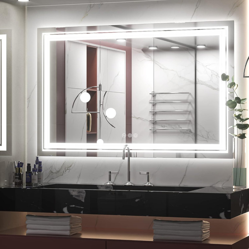 Miroir de salle de bain / meuble-lavabo mural lumineux, 27,5 po x 35,5 po