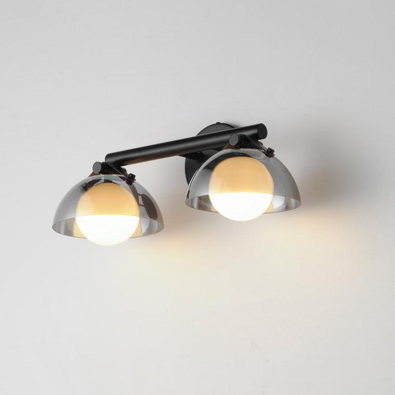 Domain 1 - Light Armed Sconce, 2, Black, Smoke