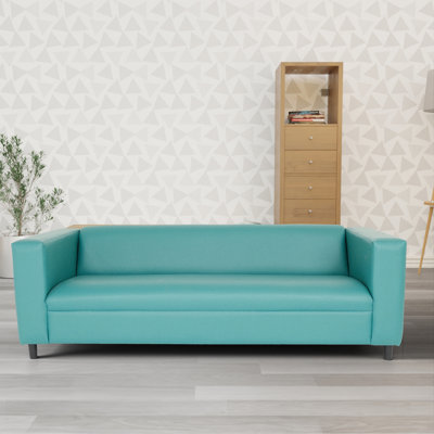 Canal Faux Leather Sofa, Modern 3-Seater Sofas Couches For Living Room, Bedroom, Office, And Apartment With Solid Wood Frame