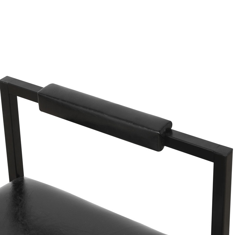 Ensemble de 2 tabourets de bar noirs avec dossier et 2 fauteuils rembourrés en cuir de polyuréthane
