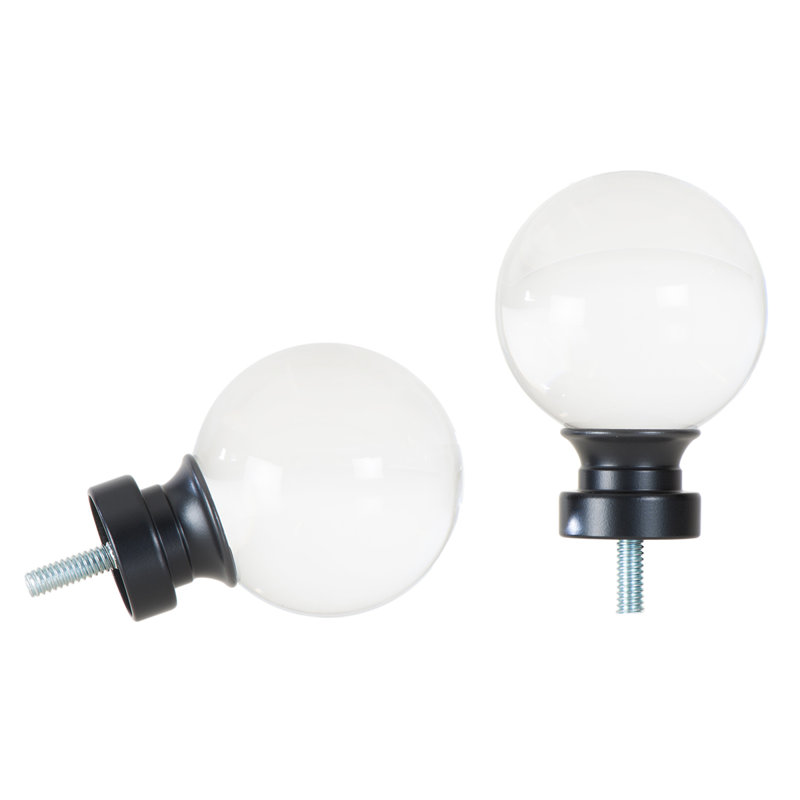  Embouts sphériques en acrylique pour tringles à rideaux de 7/8 po et de 1 pouce de couleur noire, Noir