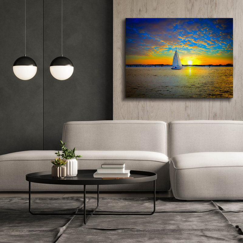«Destin Sunset Sailing East Pass» par Ezra Tanner, H 40 po x l 54 po x P 1,5 po