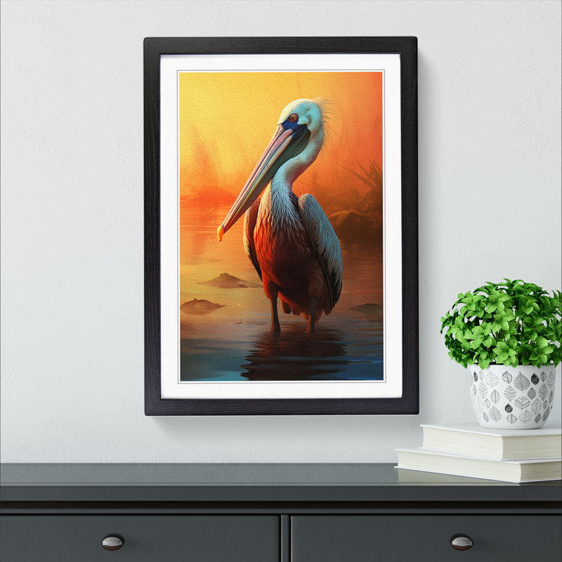 Pelican Digital - Framed Print, 34cm H x 25cm W, Black Framed