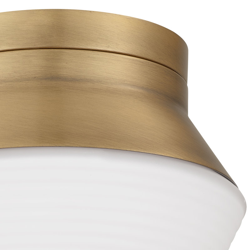 Bistro 1-Light Flush Mount, Antique Brass, E12 Bulb, 5.38" H x 6.63" W x 6.63" D