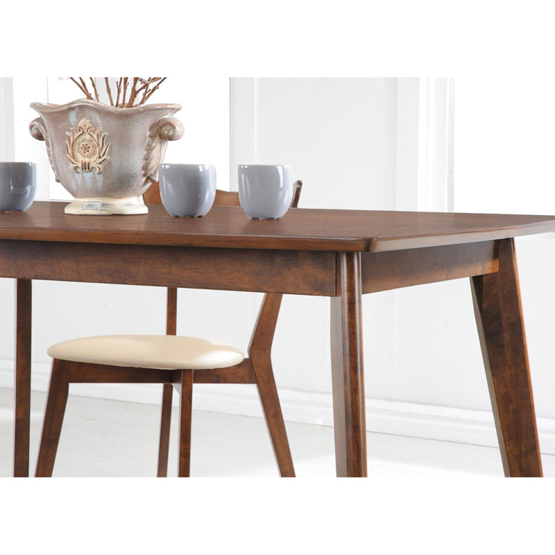 Table de salle à manger à pieds inclinés au fini châtaignier - Bois massif, rectangulaire pour un style Mid-Century moderne et élégant