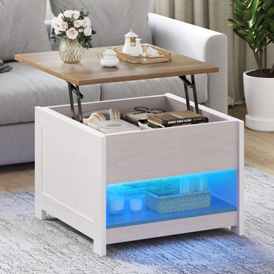Metro Lane Square Lift Top Coffee Table With Storage，Stylish Centre Table