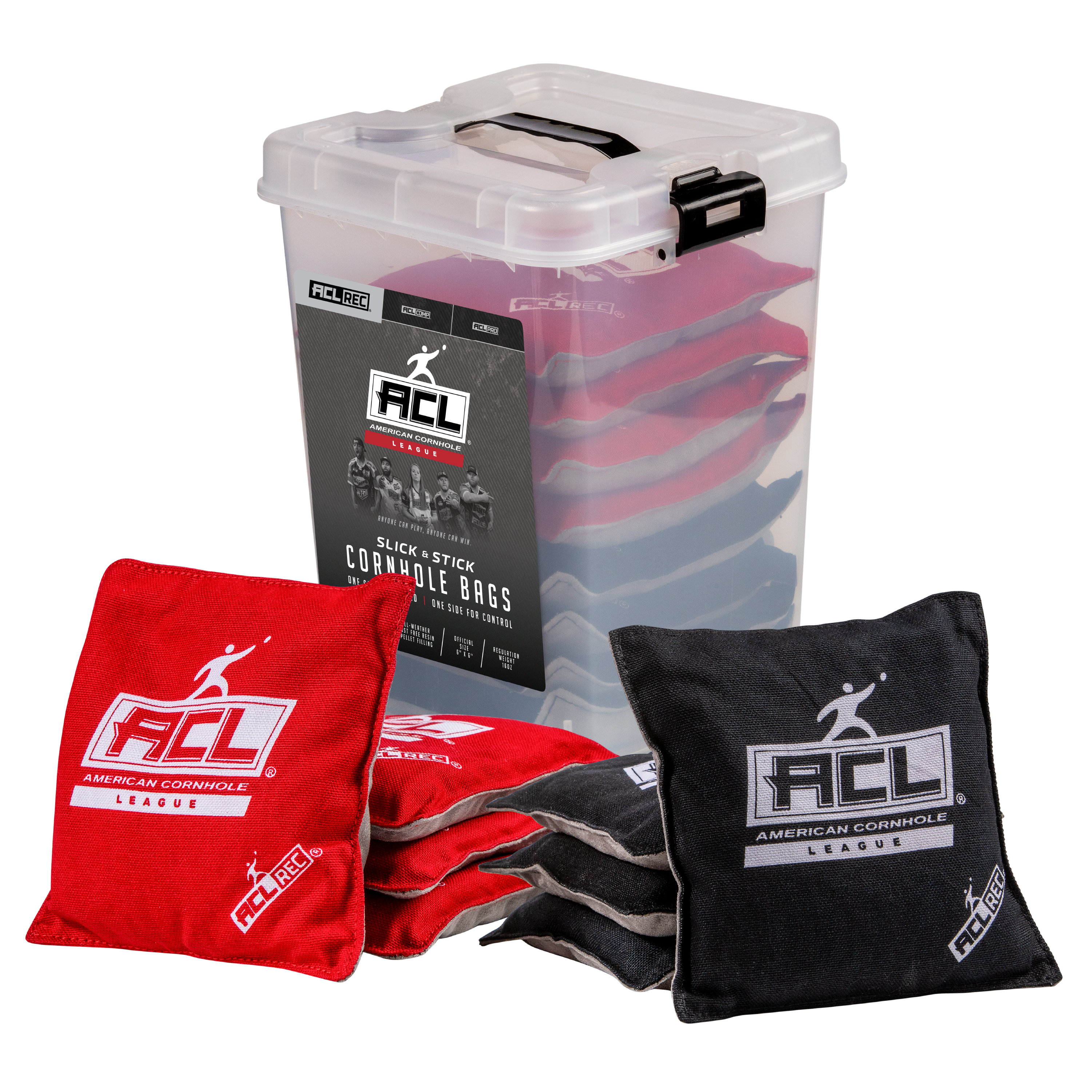 American Cornhole League ACL REC Red/Black Stick-N-Slick Cornhole Bags ...