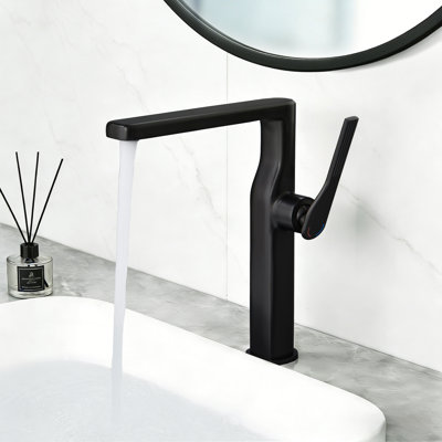 10”H Solid Brass Single-Hole Single-Handle Vessel Sink Bathroom Sink Faucet with Drain Assembly
