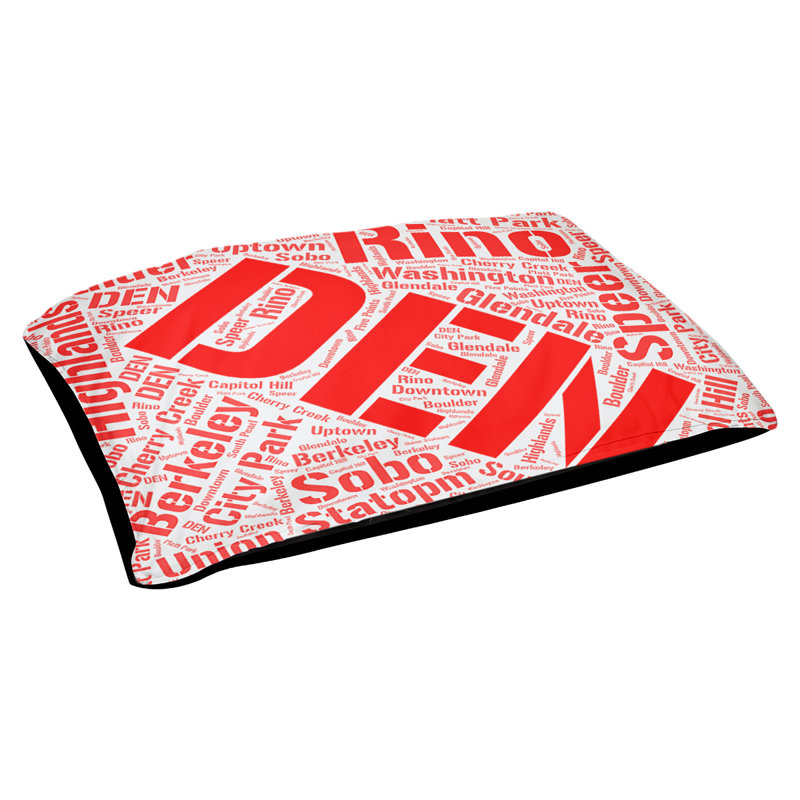 Coussin de chien « districts », Très grand (H 17 po x l 50 po x P 40 po), Denver, Rouge