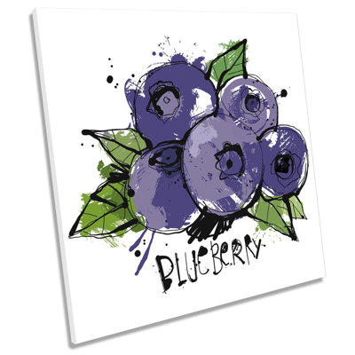 Z5986 Blueberry Sketch Kitchen Picture - Wrapped Canvas Painting