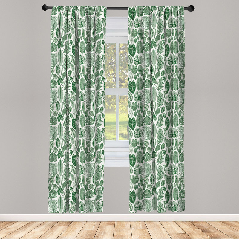 Botanical Semi-Sheer Rod Pocket Curtain Panels, 28" x 84"