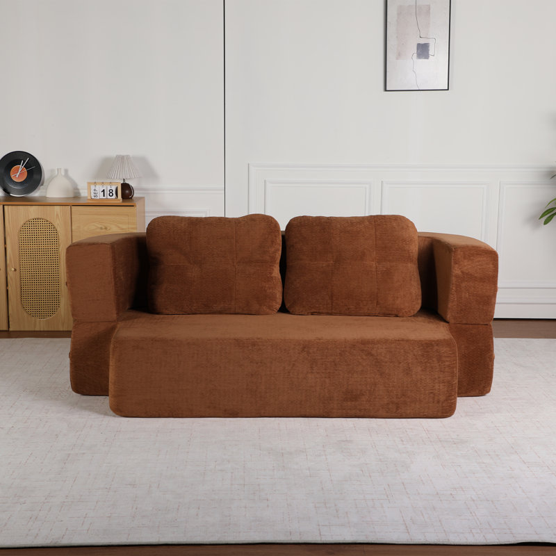 Canapé-lit convertible de 78,7 po, canapé-lit simple pliant avec coussin et couverture, causeuse futon moderne en tissu Scott, aucun assemblage requis