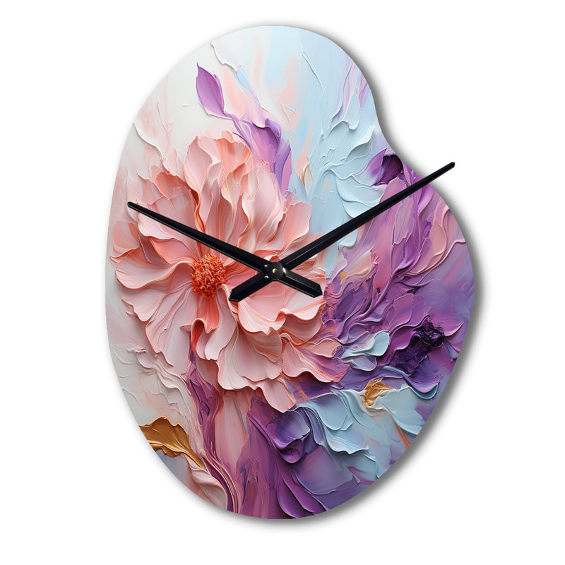 Sculpture horloge murale Whirling Dreamscape - rose en forme de poire, Grand