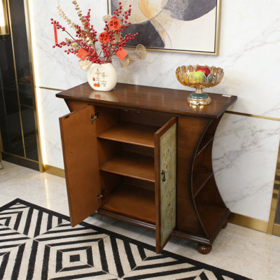 Vibrant Painted Wooden Storage Accent Cabinet