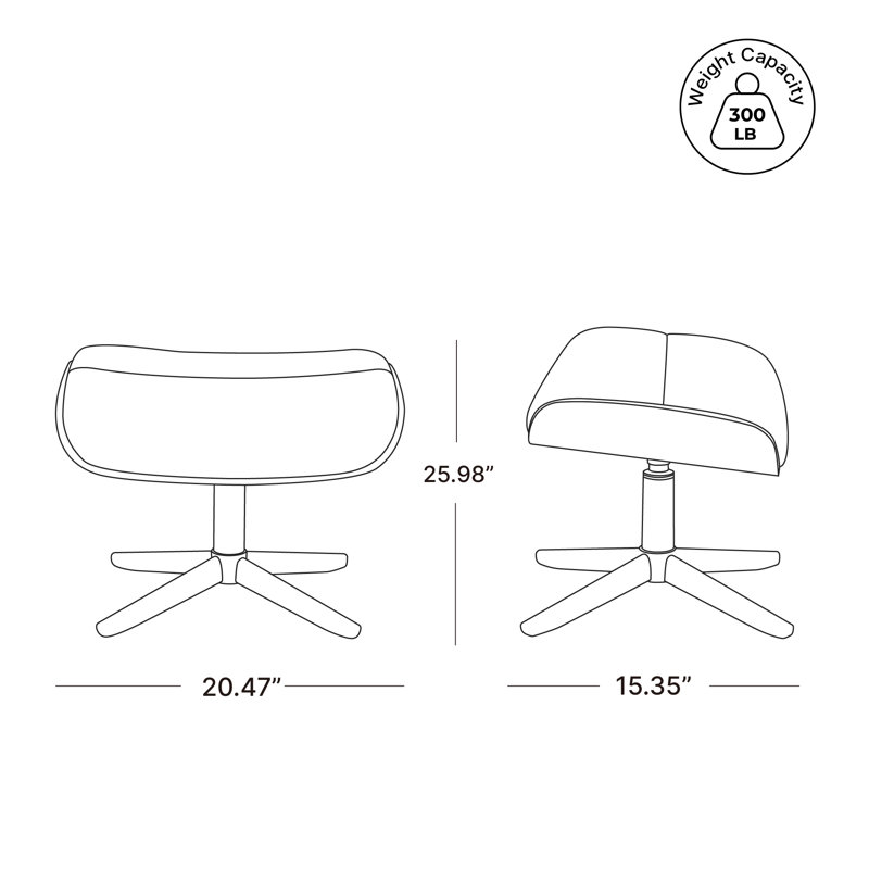 Repose-pieds pivotant en cuir véritable 20,5 po, Impression gris foncé