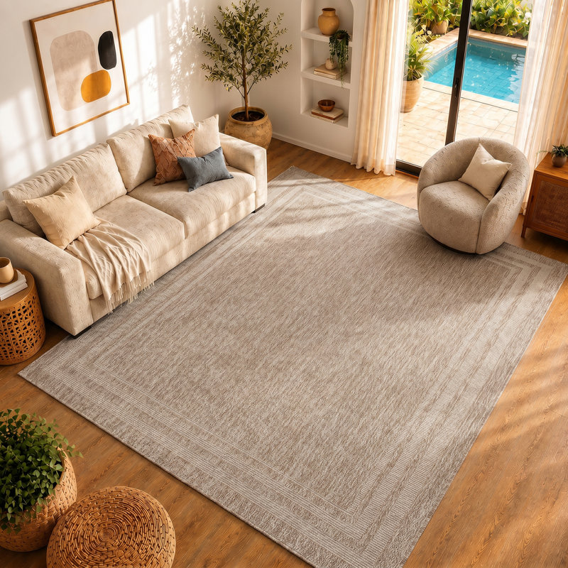 Croland Indoor & Outdoor Boho Jute-Look Rug Beige, Rectangle 200 x 275cm