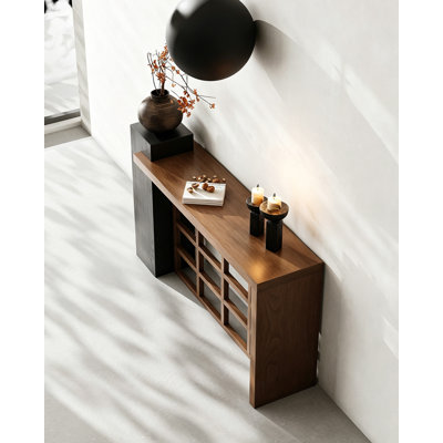 Grid Open Frame Solid Pine Console Table