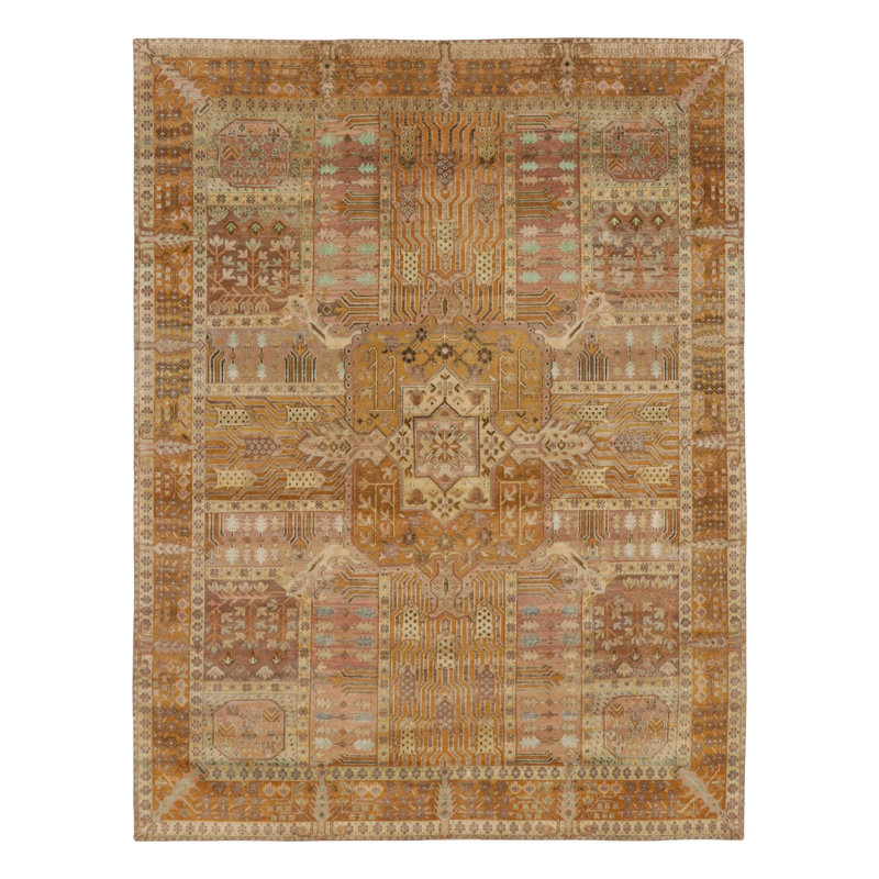 Handmade Silk and Wool Geometric Area Rug